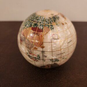 he VTG Alexander Kalifano Mother of Pearl Gemstone World Globe Paperweight